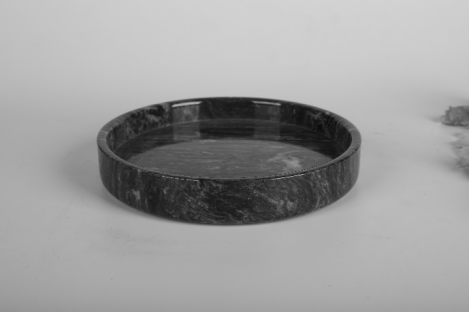 Black Marble Jewelry Plate Round BMBL20