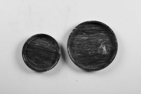 Black Marble Jewelry Plate Round BMBL20