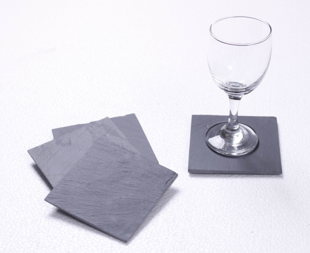 Slate Coasters Square Set Of 4 Straight Cut Edges