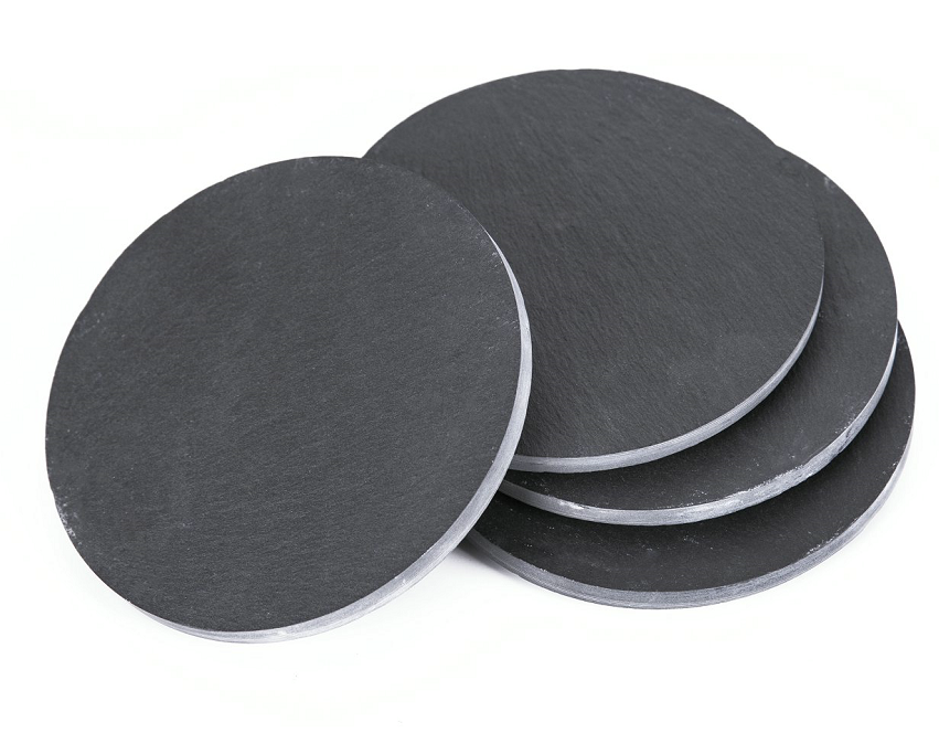 Slate Coasters Round Set Of 4 Straight Cut Edges