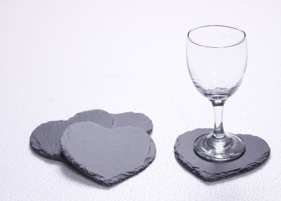 Slate Coaster Heart Shape Set Of 4 Rough Chipped Edges