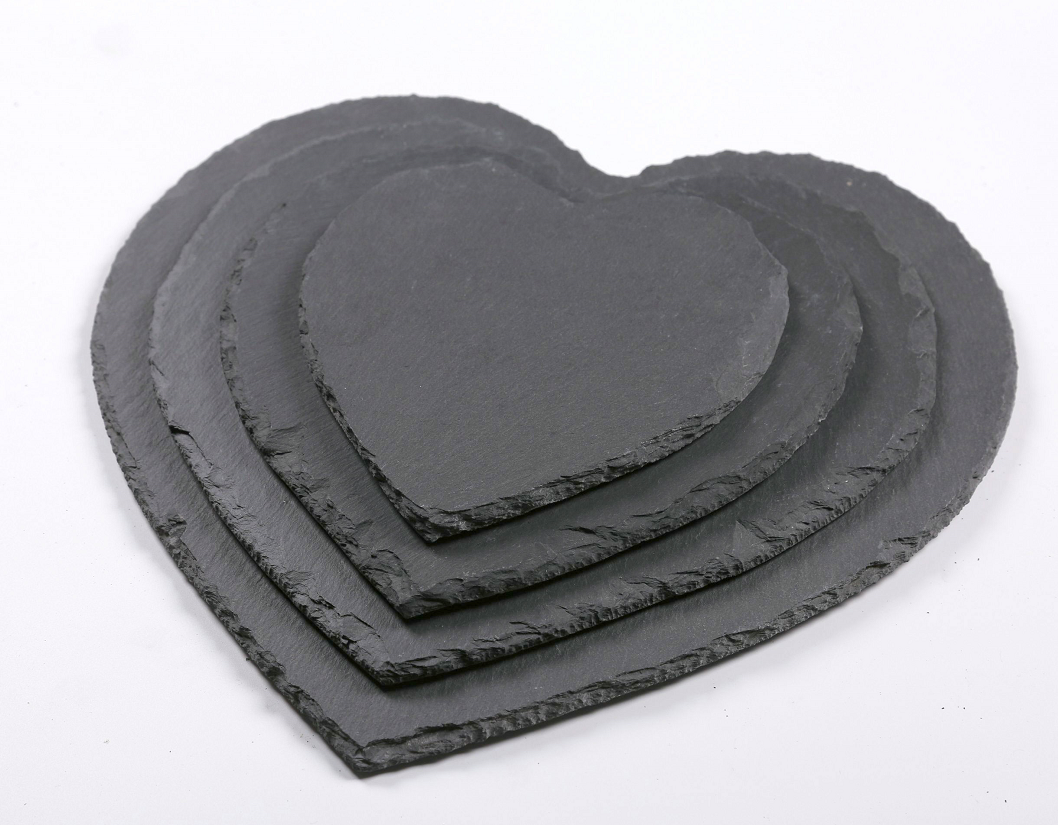 Slate Plate Serving Board Heart Shape Rough Chipped Edges