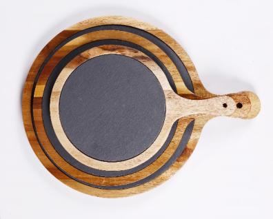 Slate & Acacia Wood Serving Board Round