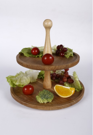2 Tiers Wood Cake Stand
