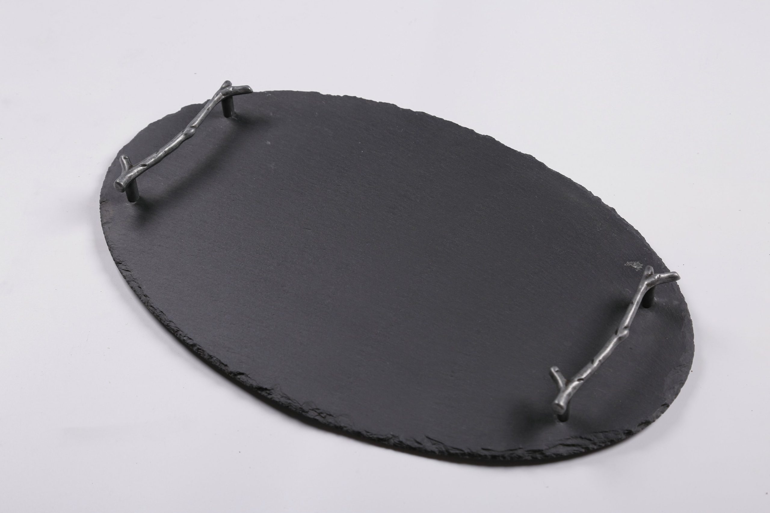 Slate Serving Tray Oval With Twig SS Handles