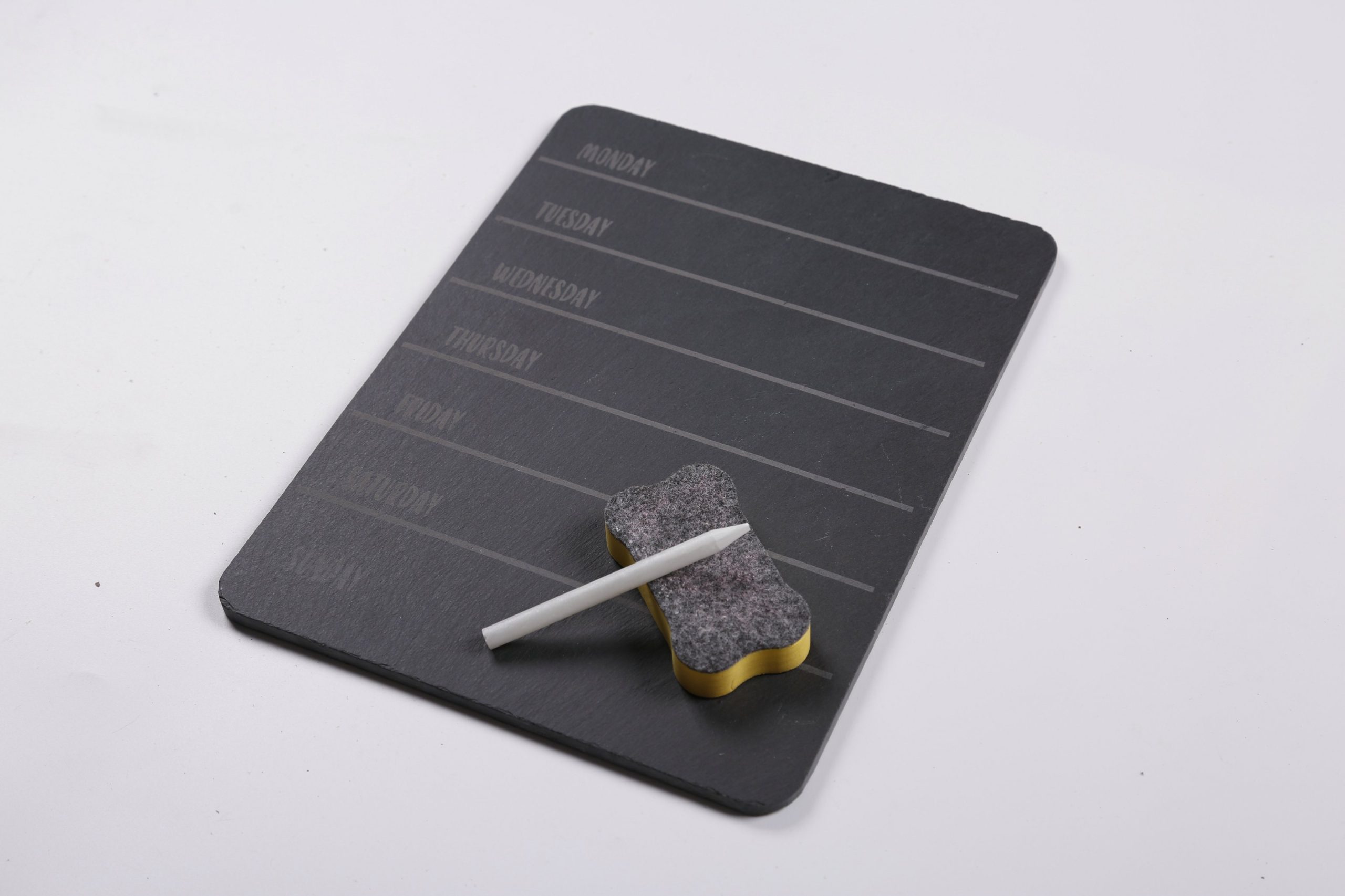 Slate Weekly Memo Board With Laser Engraving Rough Chipped Edges