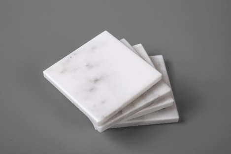 Cloud White Marble Coasters Square Set of 4