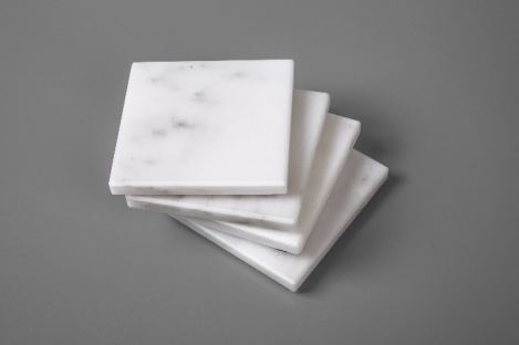 Cloud White Marble Coasters Square Set of 4