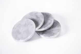 Cloud White Marble Coasters Round Set of 4
