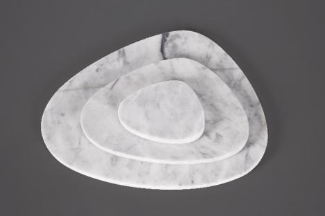 Cloud White Marble Serving Board Pebble Shape