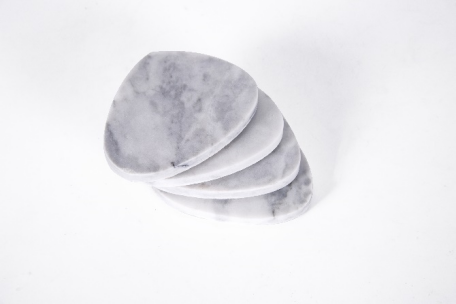 Cloud White Marble Coasters Pebble Shape