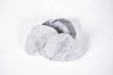 Cloud White Marble Coasters Pebble Shape