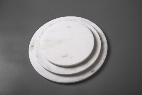 Cloud White Marble Serving Board Round