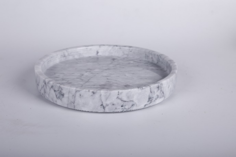 Cloud White Marble Jewelry Plate Round WMBL20