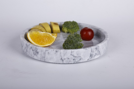 Cloud White Marble Jewelry Plate Round WMBL20