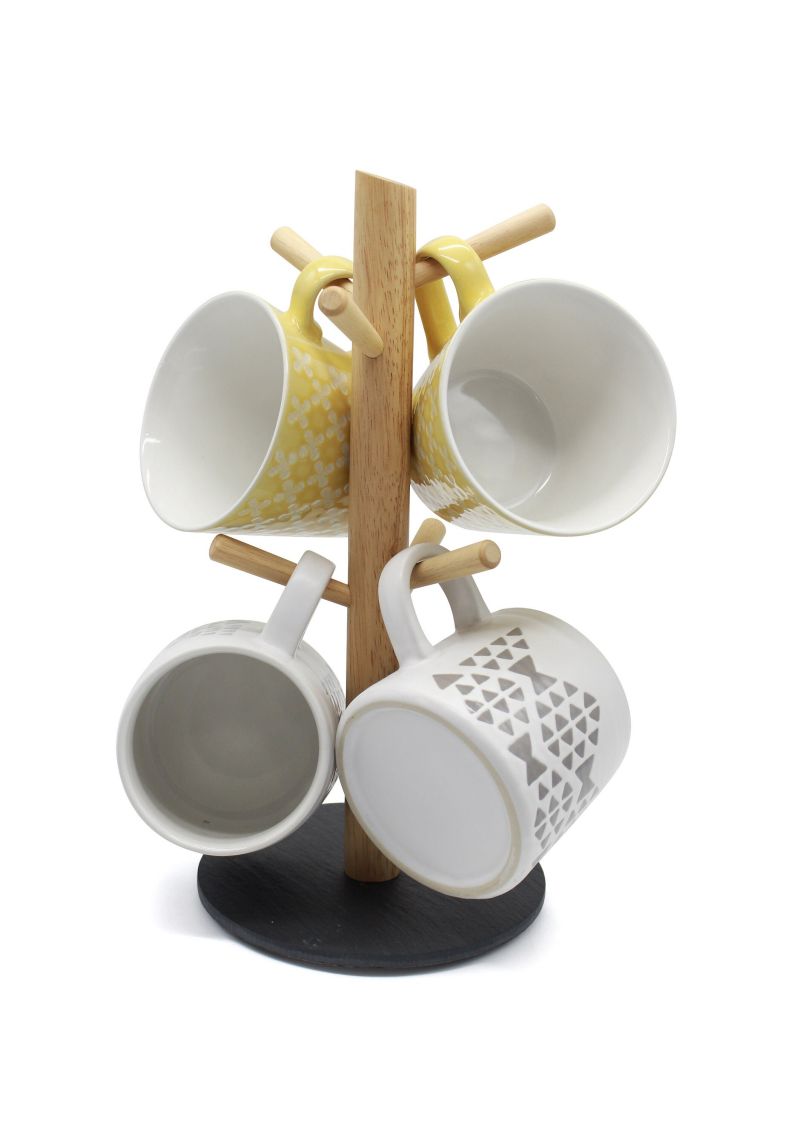 Slate and Wood Mug Tree